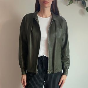 Vintage Italian Olive Green Leather Jacket
